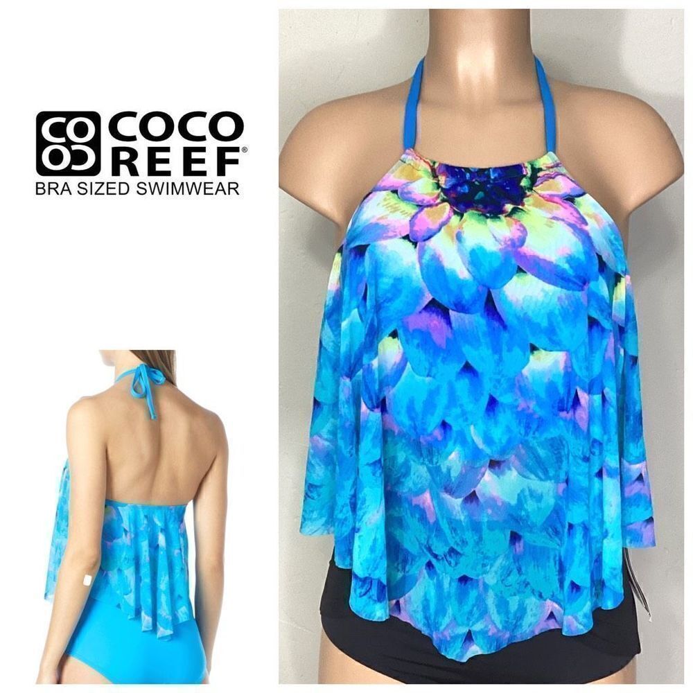 New. Coco Reef ruffle tankini top. Size 34C. Retails $89